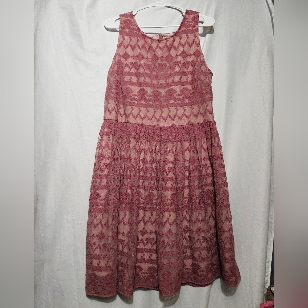 Sundance Mauve Lace/mesh Mini Dress!